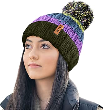 RockJock Women's and Girls Colourful Striped Knitted Bobble Hats with Pom Pom 