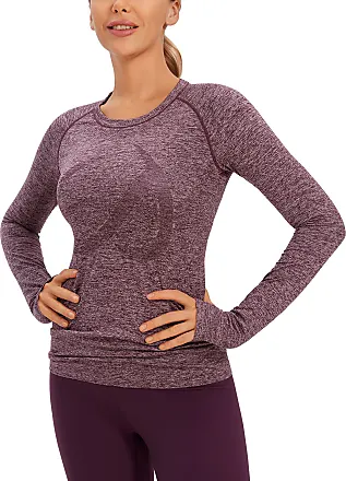 CRZ YOGA Women's Casual Long Sleeves Pima Cotton Running Workout Shirt Boat  Neck Sports Long Sleeve Top