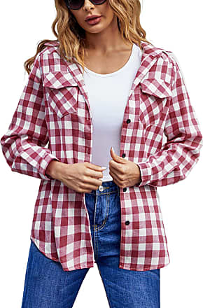 Zeagoo Womens Tartan Plaid Flannel Shirts, Roll up Sleeve Casual Boyfriend  Button Down Gingham Checkered Shirt,Orange,Small at  Women's Clothing  store