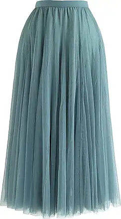 CHICWISH Womens Blue 3D Heart Double-Layered Mesh Tulle Maxi Skirt