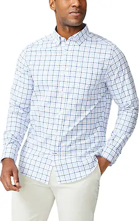 Nautica mens Classic Fit Stretch Solid Long Sleeve Button Down Shirt,  Indigo, Large US 