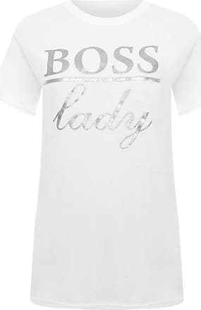 New Women's Plus Size Boss Lady Slogan Foil Print T-Shirt New Ladies Top 16-24