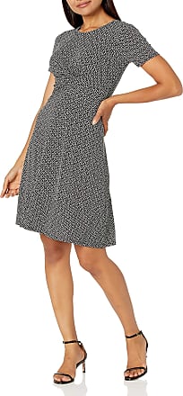Brand Lark & Ro Womens Short Sleeve Textured Bateau Fit and Flare Dress