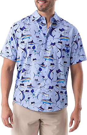 Guy Harvey Men's Tonal Bills Short Sleeve Fishing Shirt Powder Blue / S