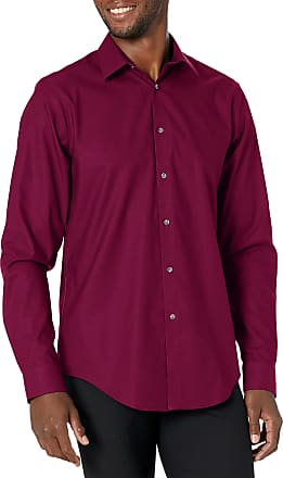 Calvin Klein Mens Dress Shirt Slim Fit Herringbone Stretch, Mulberry, 15.5 Neck 32-33 Sleeve