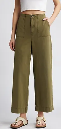 Wide Leg Cargo Capri Pants In Plus Size In Stretch Linen - Avocado Green |  NYDJ