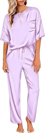 Senert Silk Pajamas for Women Satin Silky Pajama Set Short Sleeve T-shirt  With Shorts Set Soft PJ Loungewear S-XXL at  Women’s Clothing store