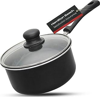 Hamilton Beach Nonstick Covered Saute Pan 11-Inch - Black Aluminum Saute  Pan with Soft Touch Bakelite Handle & Glass Lid - Flared Edge - Spiral