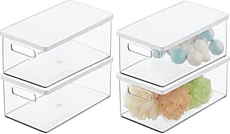  mDesign Plastic Stackable Tall Storage Organizer Bin Container  with Handle for Bathroom, Closet, or Under Sink Organization - Holds Soaps,  Styling Tools, or Makeup - Ligne Collection - 4 Pack 