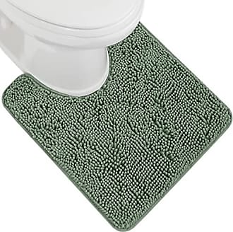 Gorilla Grip Shaggy Chenille Bath Rug Contoured Mat for Toilet Base - Gray  Beige