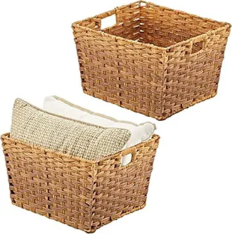 Juvale 2 Pack Small Rectangular Wicker Baskets for Shelves, 6 Inch Wide  Hand Woven Water Hyacinth Baskets