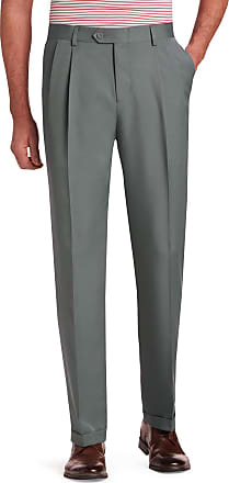 Jos. A. Bank Mens Traveler Performance Traditional Fit Pleated Front Pants, Dark Grey, 34x30