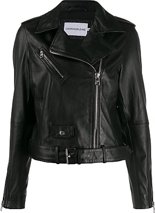 calvin klein leather moto jacket women's