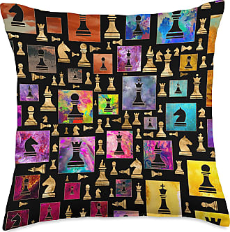 18x18 Creativemotions Chess Figures Pattern-Watercolor Blue Throw Pillow Multicolor 