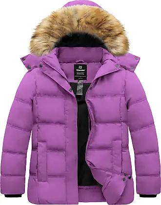 wantdo Women's Plus Size Winter Jacket Warm Long Puffer Coat Quilted Parka  Jacket with Removable Fur Hood