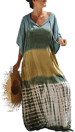 Bsubseach Women Black V Neck Embroidered Bohemian Long Beach Dress Short  Cover Up