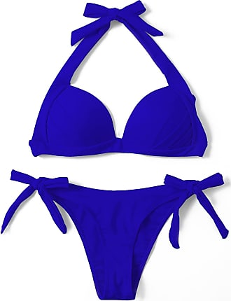Blustercool Bestshope Women Sport Zipper High Waisted Bikini Set Push-Up Pad Swimwear Bathing Swimsuit Beachwear Set 