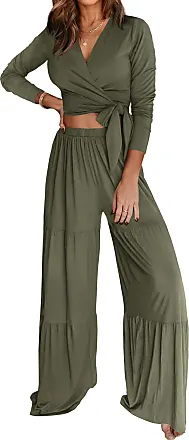 PRETTYGARDEN Women's 2023 Fall Two Piece Outfits Oversized Blazer Jacket  and Wide Leg Pants Pockets Business Casual Suit Sets (Army Green,Small) :  : Clothing, Shoes & Accessories