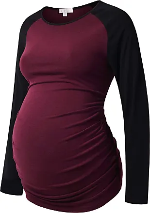 Bhome Maternity Shirt Square Neck Long Sleeve Slim Fitted Maternity Top  Pregnant Shirt