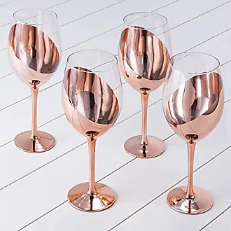 Modern 20 oz Copper-Toned Stemmed Wine Glasses, Set of 4