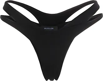 Mugler Cut-out Metallic Thong Swimsuit in Black