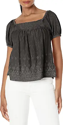Lucky Brand Women's Ditsy Floral Square Neck Peasant Top In Raven