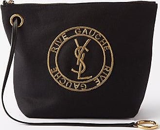 Rive Gauche Leather-Trimmed Logo-Embroidered Wool-Felt Bucket Bag