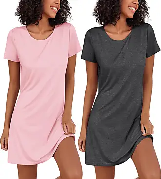 2 Pack Women's Cotton Nightgowns Short Sleeve Sleepshirts Print Sleep Tee  Sleepwear for Women