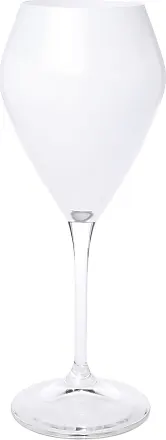 Set of 6 White V-Shaped Wine Glasses with Clear Stem