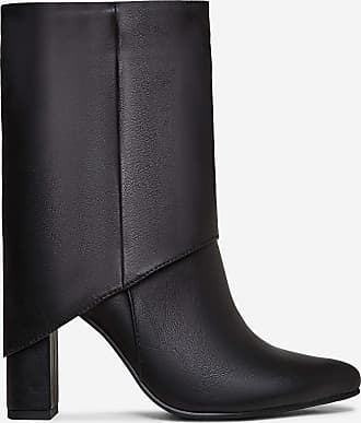 EGO Paris Pointed Toe Block Heel Ankle Boot In Black Faux Leather, Black
