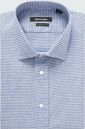BURBERRY Men's Fred Houndstooth Long Sleeve Button Down Shirt US S IT 48  Blue/White at  Men's Clothing store