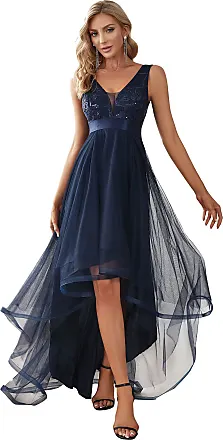 Plus Size Sequin Sleeveless Tulle High Low Evening Dress - Ever