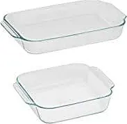 Pyrex 233 Rectangular Clear Glass Casserole Baking Dish and 233-pc Red Plastic Lid (2-Pack)