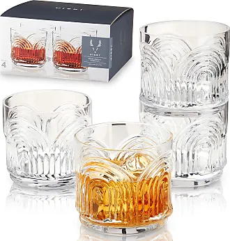 Viski Whiskey Glasses with Heavy Footed Base - Crystal Tumblers for Scotch,  Bourbon, Cocktails - 18.5 Oz Set of 2