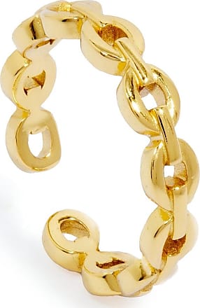Crystal Link Chain Initial Ring - Gold