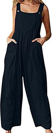 Minetom Femme Salopette Casual Large Ample Harem Sarouel Pantalon Combinaison Jumpsuit Chic Lin Poches Playsuit Overalls Rompers 