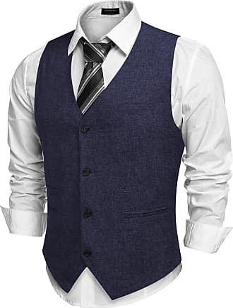 Men's Vest Light Blue Pinstripe Wool Casual Formal Wedding Waistcoat Large