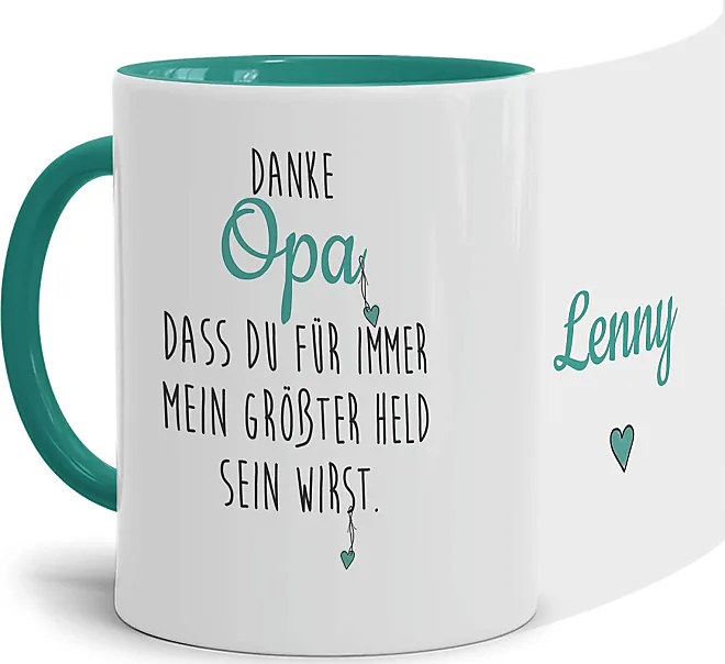 Tassendruck Tasse Mit Spruch Danke Opa Mein Held Keramiktasse Zum