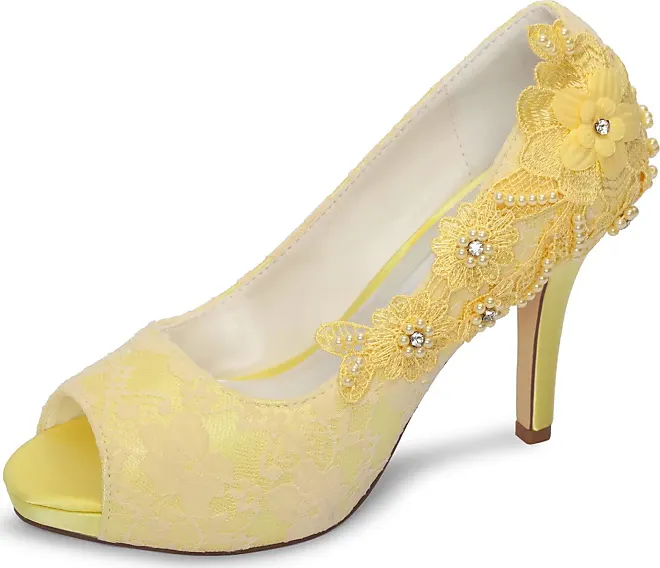 Fashion yellow wedding shoes uk