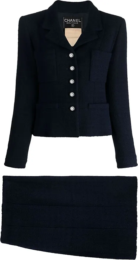 CHANEL Pre-Owned 1990s single-breasted wool skirt suit - Blue