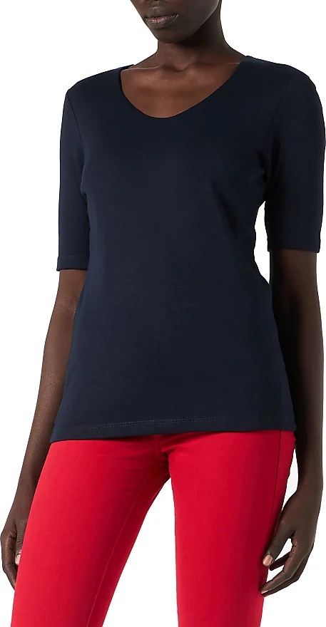 Vergleiche Preise für Damen A317665 Kurzarmshirt Basic-T-Shirt  Unterziehshirt, Deep Blue (Blau), 36 - Street One | Stylight