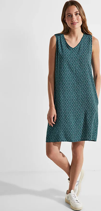 grün XL Vergleiche Sommerkleider CECIL - Kleider Gr. seitlichen (44), (deep Preise für lake Stylight | green) mit N-Gr, Taschen Druckkleid Damen Cecil
