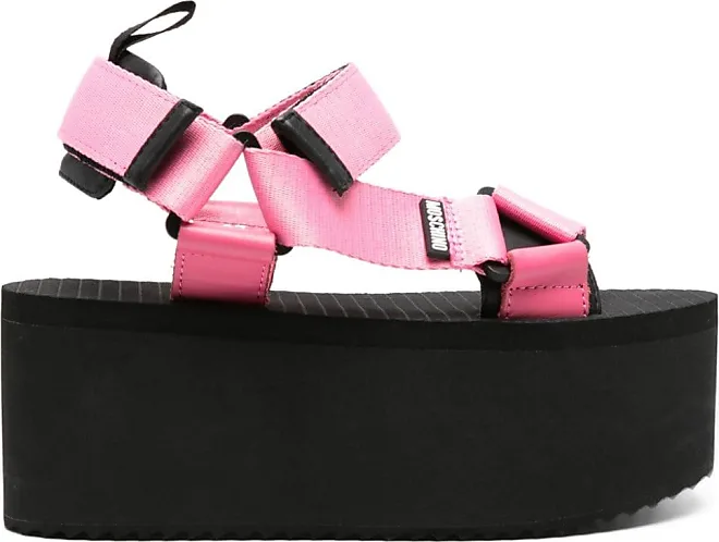 Compare Prices for touch-strap flatform sandals - women -  Fabric/Fabric/Rubber - 38 - Black - Moschino | Stylight
