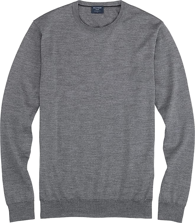 Strick,Uni,modern - Vergleiche 69,4XL Preise für Rundhals Pullover fit,Graphit | Olymp Stylight Herren