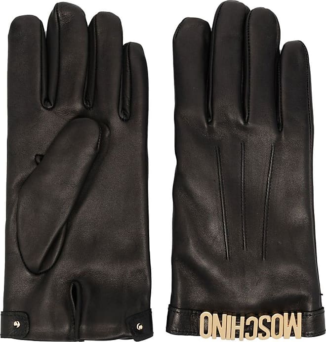 Compare Prices for logo-letter leather gloves - men - Leather/Wool - 9. ...