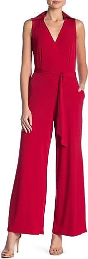 Compare Prices for Solid Tie Waist Jumpsuit in Red at Nordstrom Rack ...