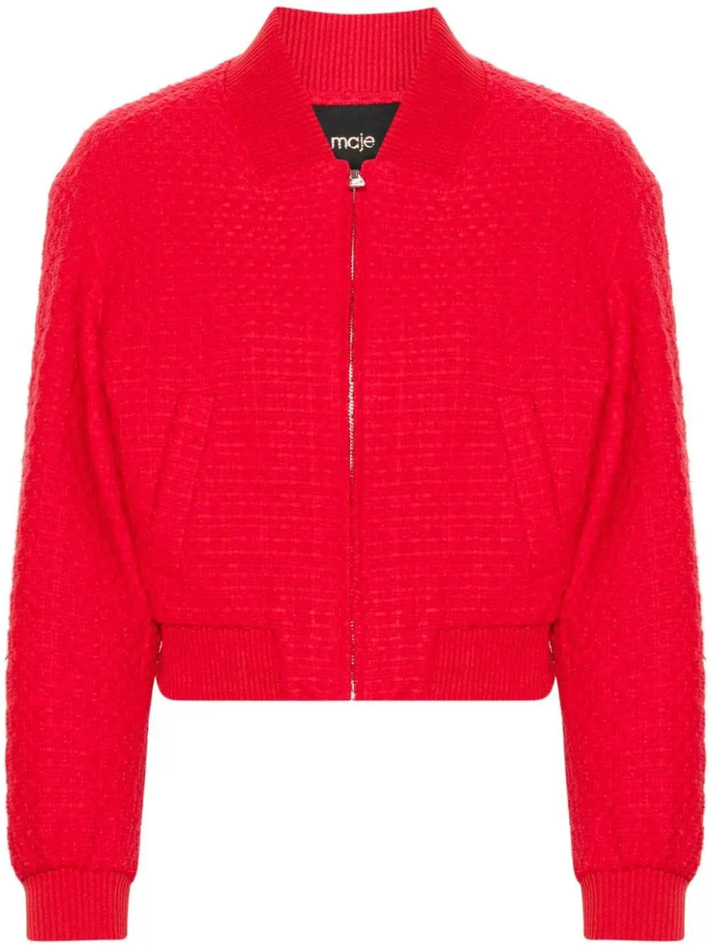 Maje ruffle-trim cropped cardigan - Red
