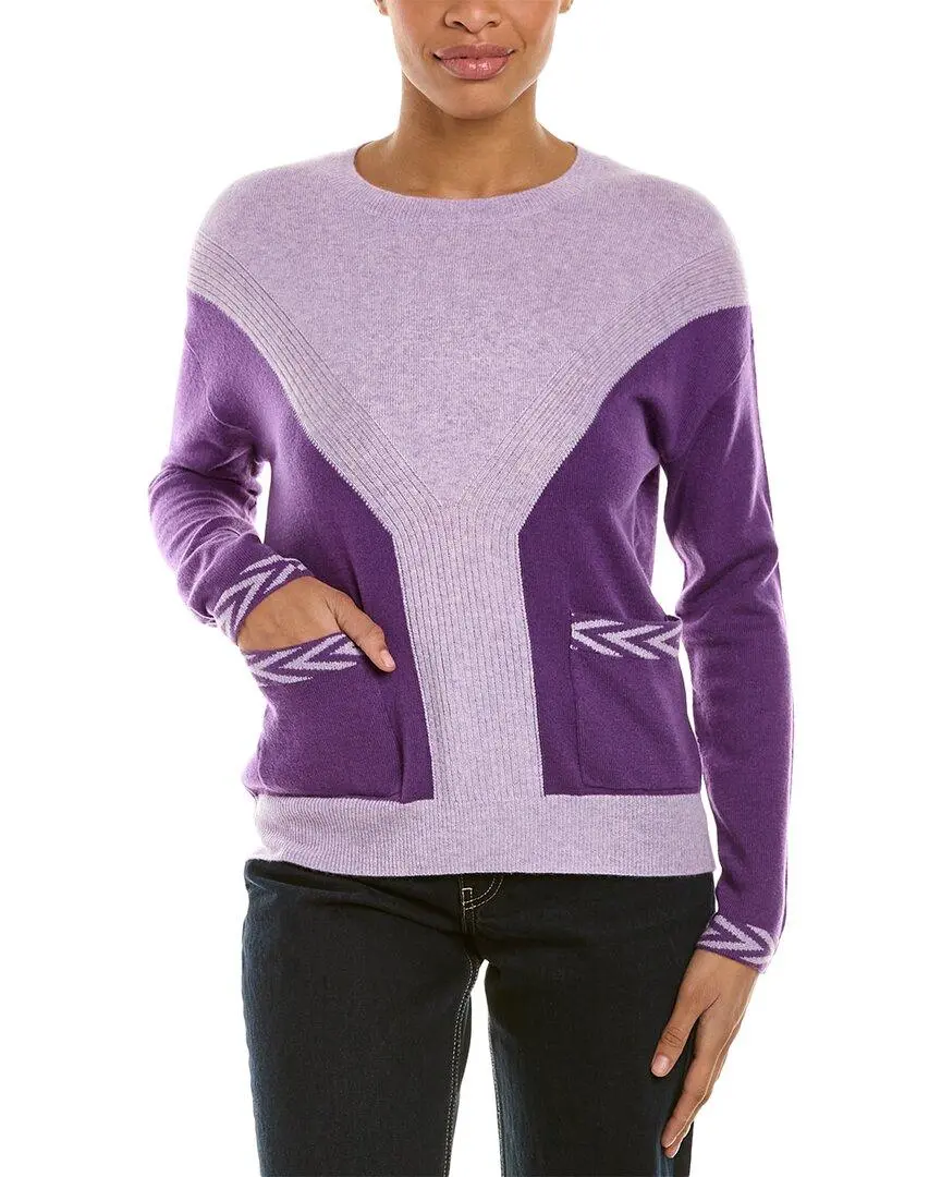 Kier + J Cashmere outlet Textured Star Sweater Size Large Pink Purple