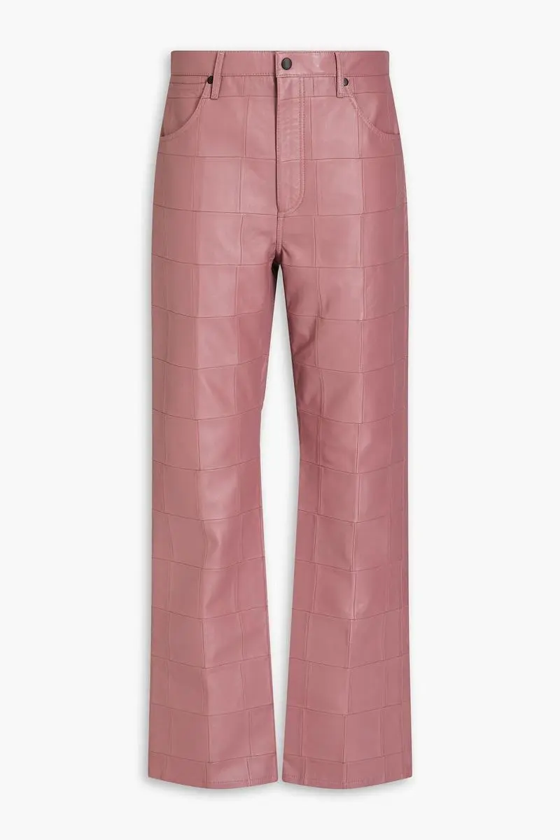 Pink leather jeans shops