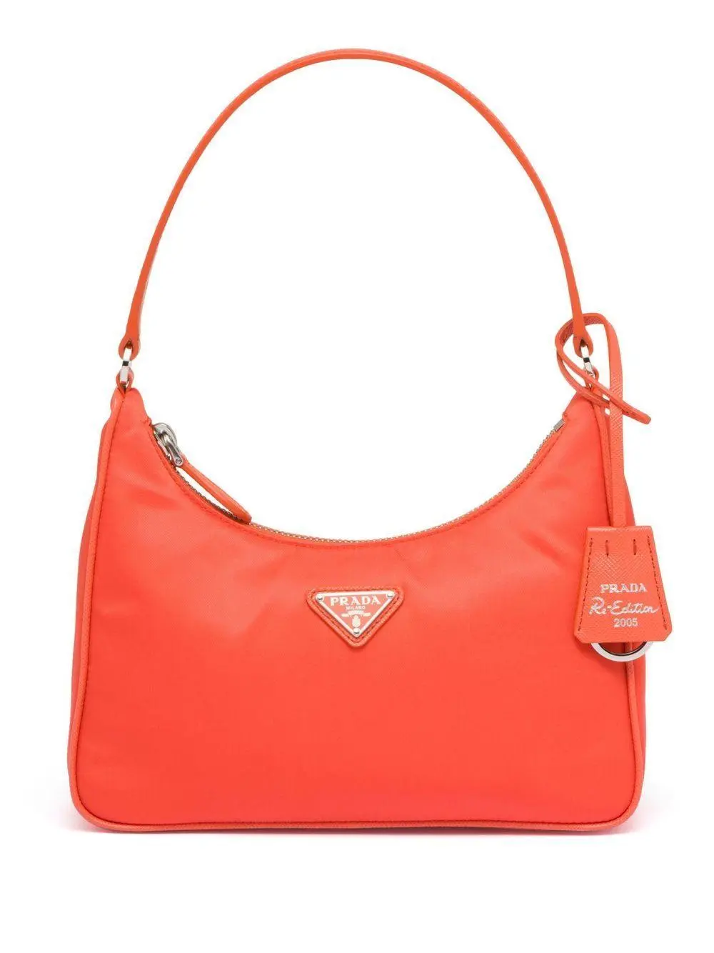 Prada triangle-logo embroidered mini bag - Orange